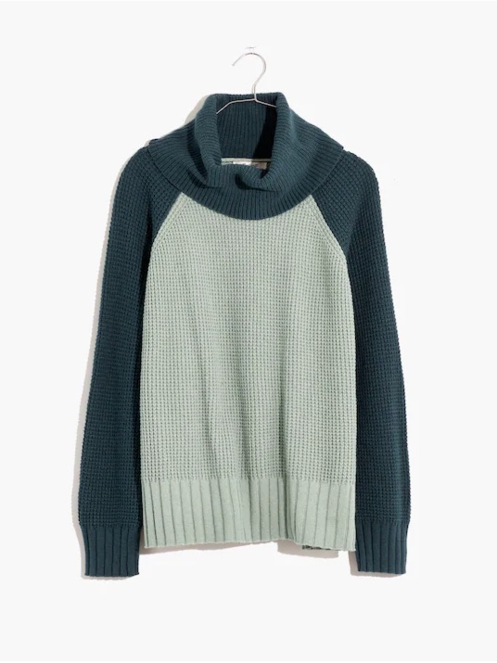 Madewell Colorblock Eastbrook Turtleneck Cross-Back Sweater S Merino Wool